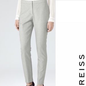 REISS Grey Melange Size 10 Wool Punto Trousers